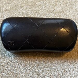 CHANEL Black Quilted Leather Eyewear Case